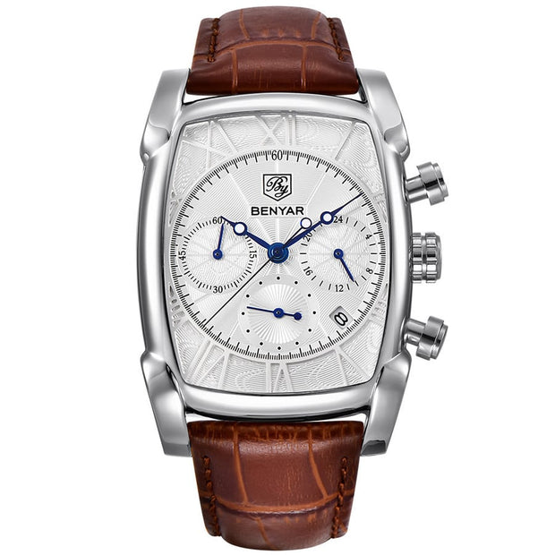 Benyar 5113 – Montre Homme Rectangulaire Chronographe Cuir
