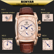 Benyar 5113 – Montre Homme Rectangulaire Chronographe Cuir