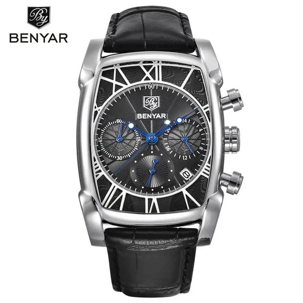 Benyar 5113 – Montre Homme Rectangulaire Chronographe Cuir