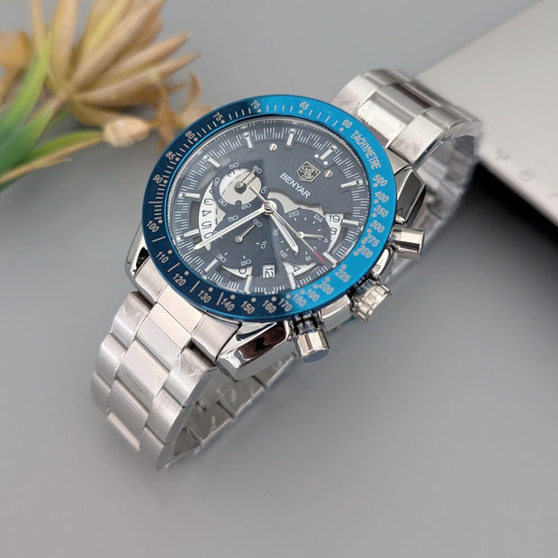 Benyar 5120 – Montre Homme Chronographe Acier Inoxydable Luxe
