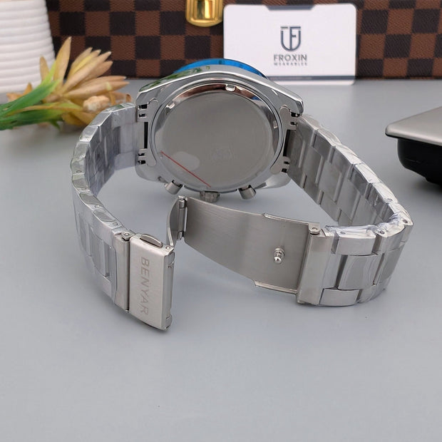 Benyar 5120 – Montre Homme Chronographe Acier Inoxydable Luxe