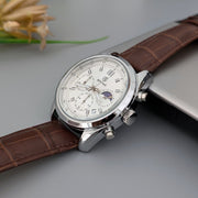 Benyar 5193 – Montre Homme Chronographe Cuir Luxe Argent