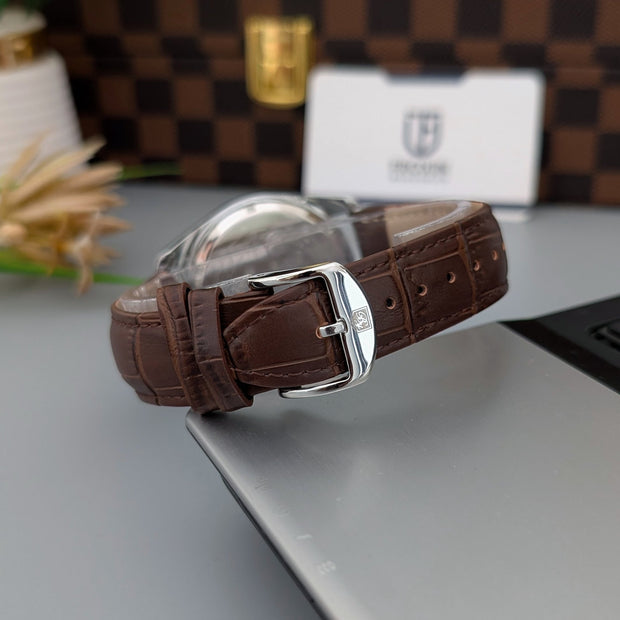 Benyar 5193 – Montre Homme Chronographe Cuir Luxe Argent