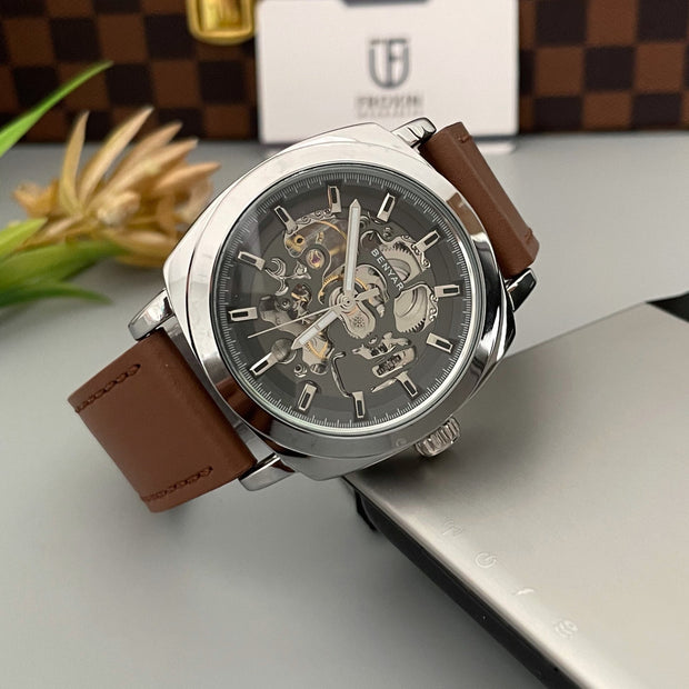 Benyar 5204 – Montre Automatique Homme Squelette Cuir Élégant