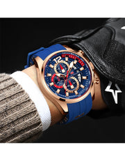 MINI FOCUS - MF0350 - Quartz -  Bracelet Silicone Bleu  - Résistante à l'eau