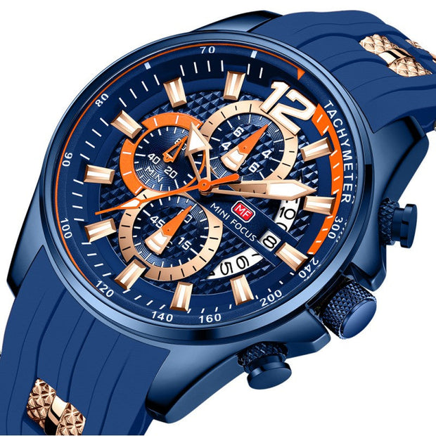 MINI FOCUS - MF0350 - Quartz -  Bracelet Silicone Bleu  - Résistante à l'eau