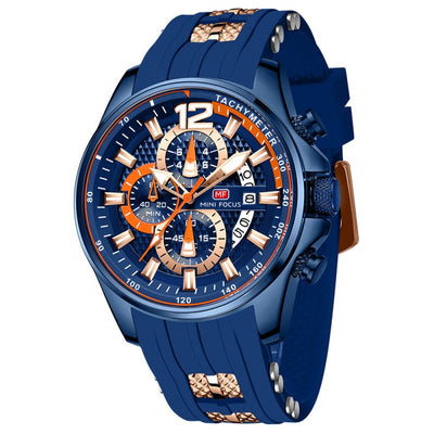 MINI FOCUS - MF0350 - Quartz -  Bracelet Silicone Bleu  - Résistante à l'eau