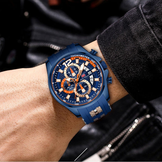 MINI FOCUS - MF0350 - Quartz -  Bracelet Silicone Bleu  - Résistante à l'eau