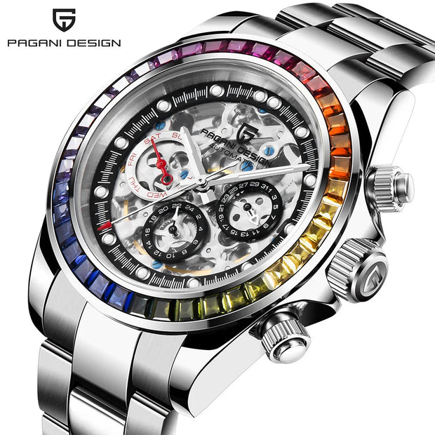 Pagani Design 1653 – Montre Skeleton Rainbow Chronographe Homme