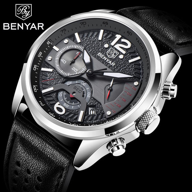 Benyar 5171 – Montre Homme Sport Chronographe Cuir