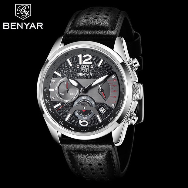 Benyar 5171 – Montre Homme Sport Chronographe Cuir