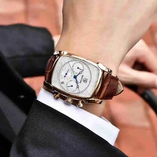 Benyar 5113 – Montre Homme Rectangulaire Chronographe Cuir